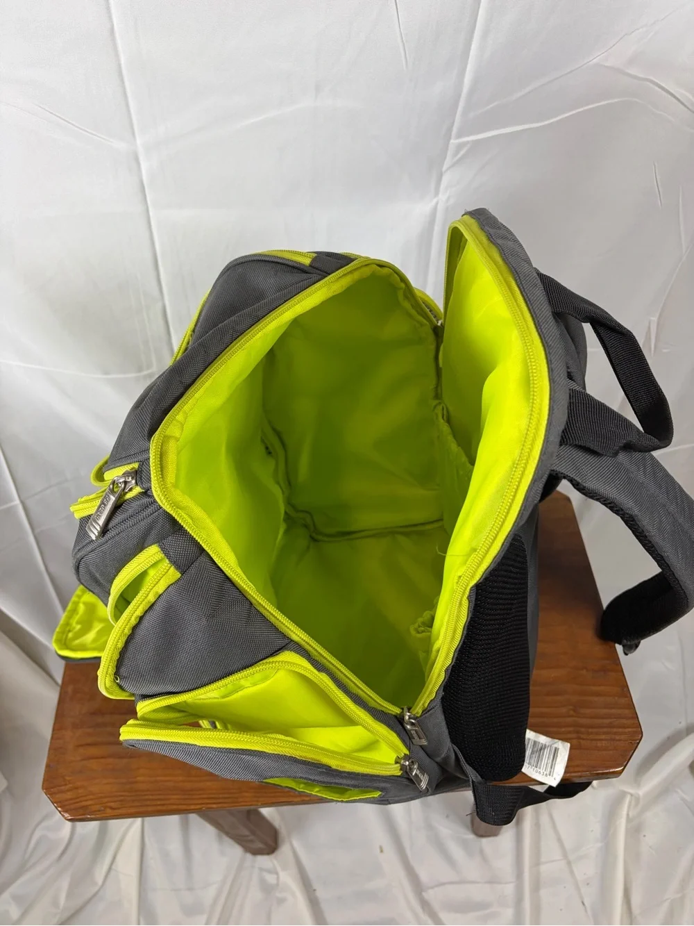 BB Gear Insulated Cooler Backpack Gray Lime Green Multi Compartment Travel Bag